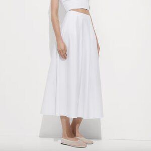 Mango white maxi long flared skirt size medium